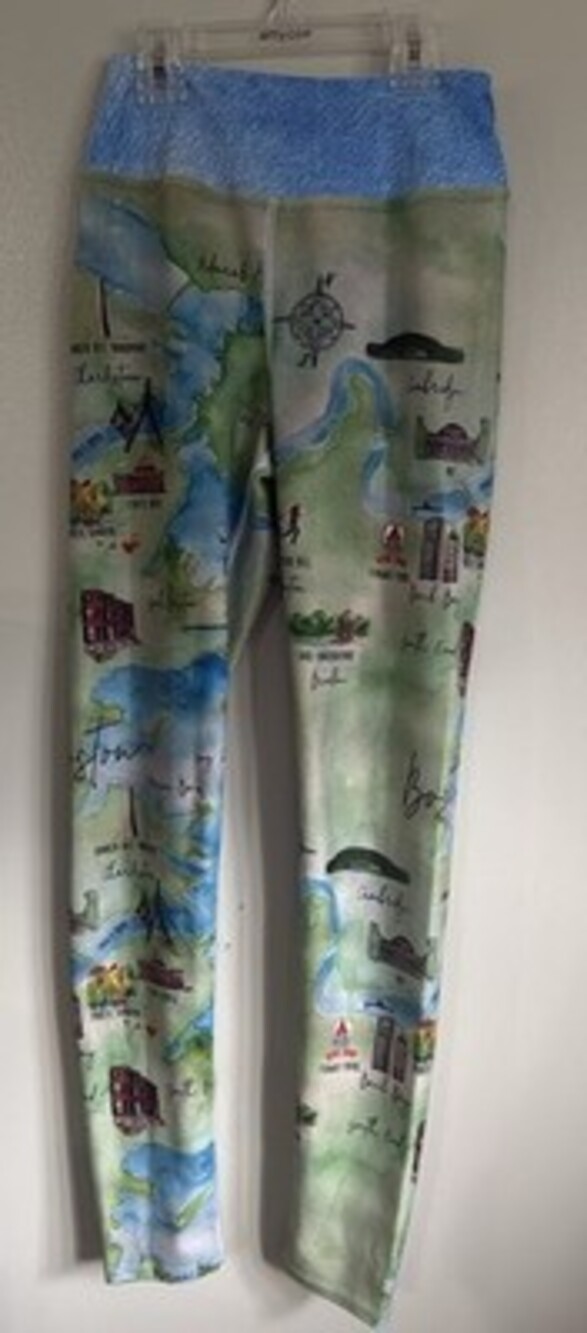 Rare Boston Map Print Leggings Women’s Small Fenway Park Harvard Cambridge